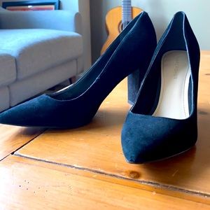 Marc Fisher black suede block heels